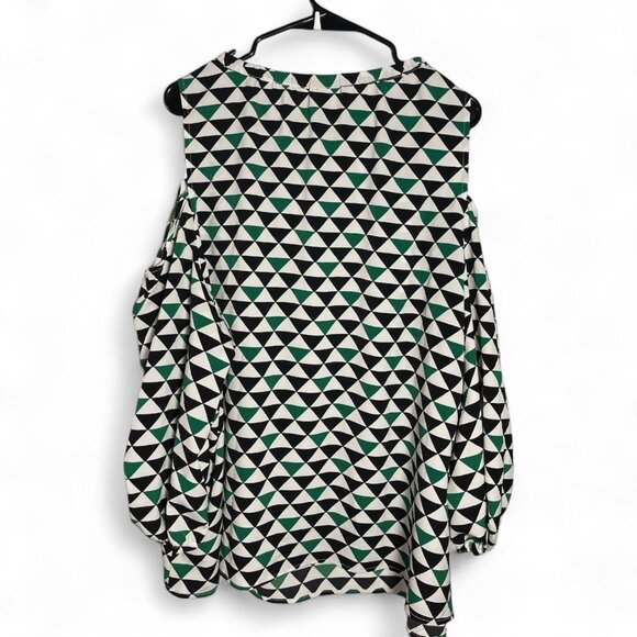 Worthington Geo Print Cold-Shoulder Blouse – Black/White/Green – 2X – NWT - Picture 3 of 3
